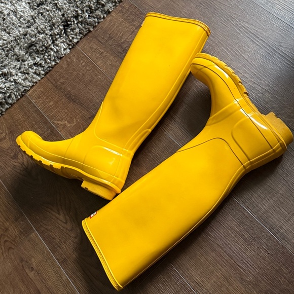 HUNTER Mustard Yellow Rain Boots Size 8 Women - Picture 8 of 14